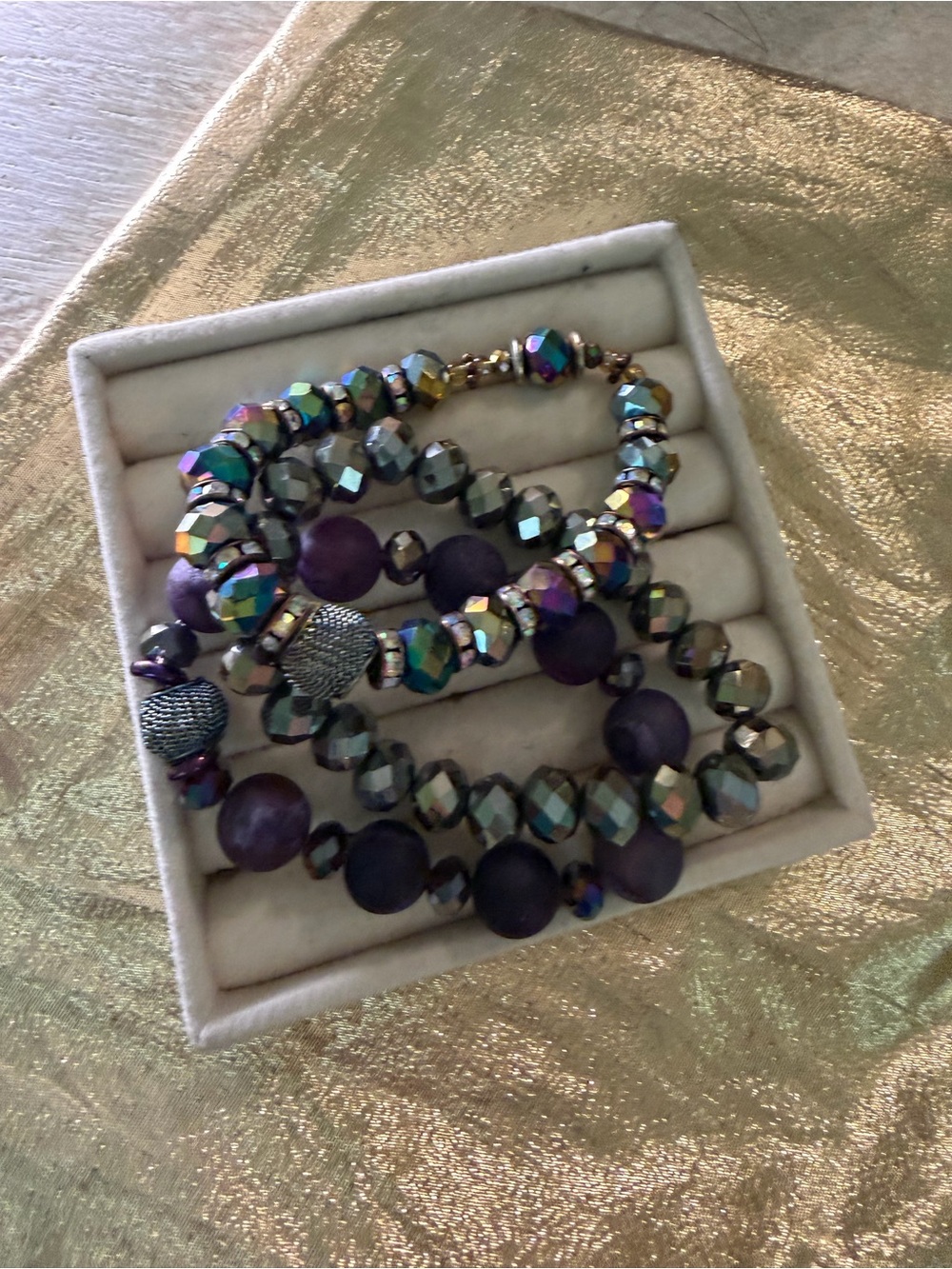 Purple Beaded Stretch Bracelet Set - Women Jewelry